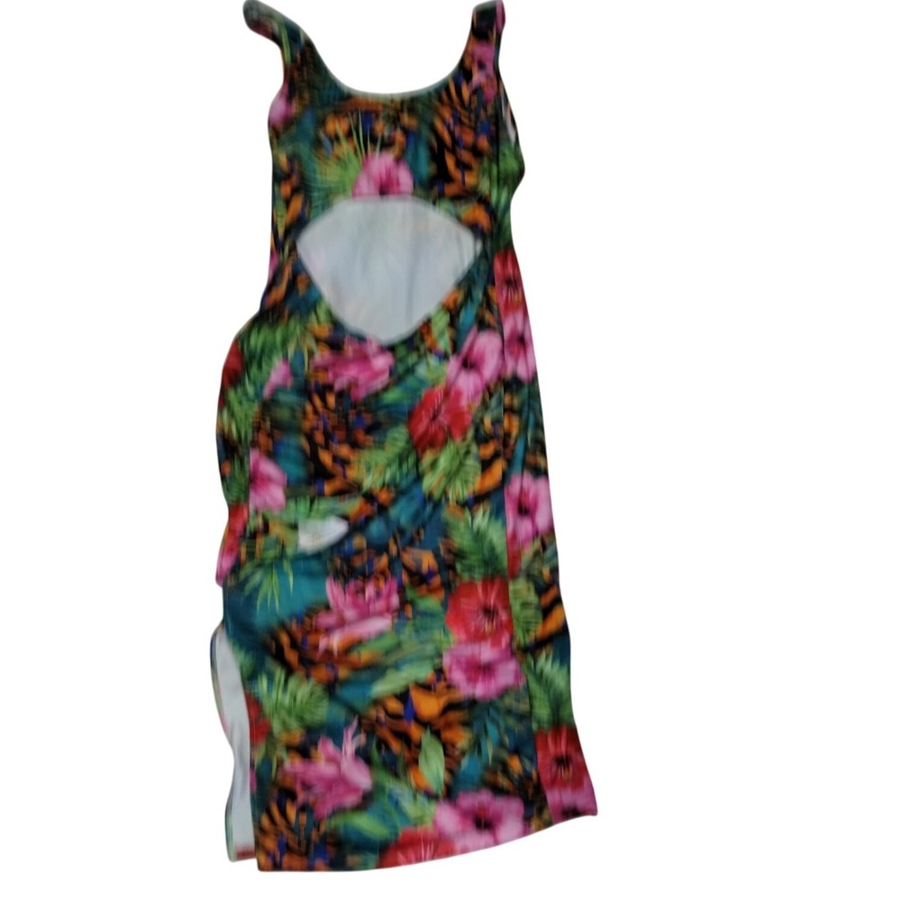 Shein Women's Floral‎ Print Dress Cutout Tropical Sleeveless Casual XL